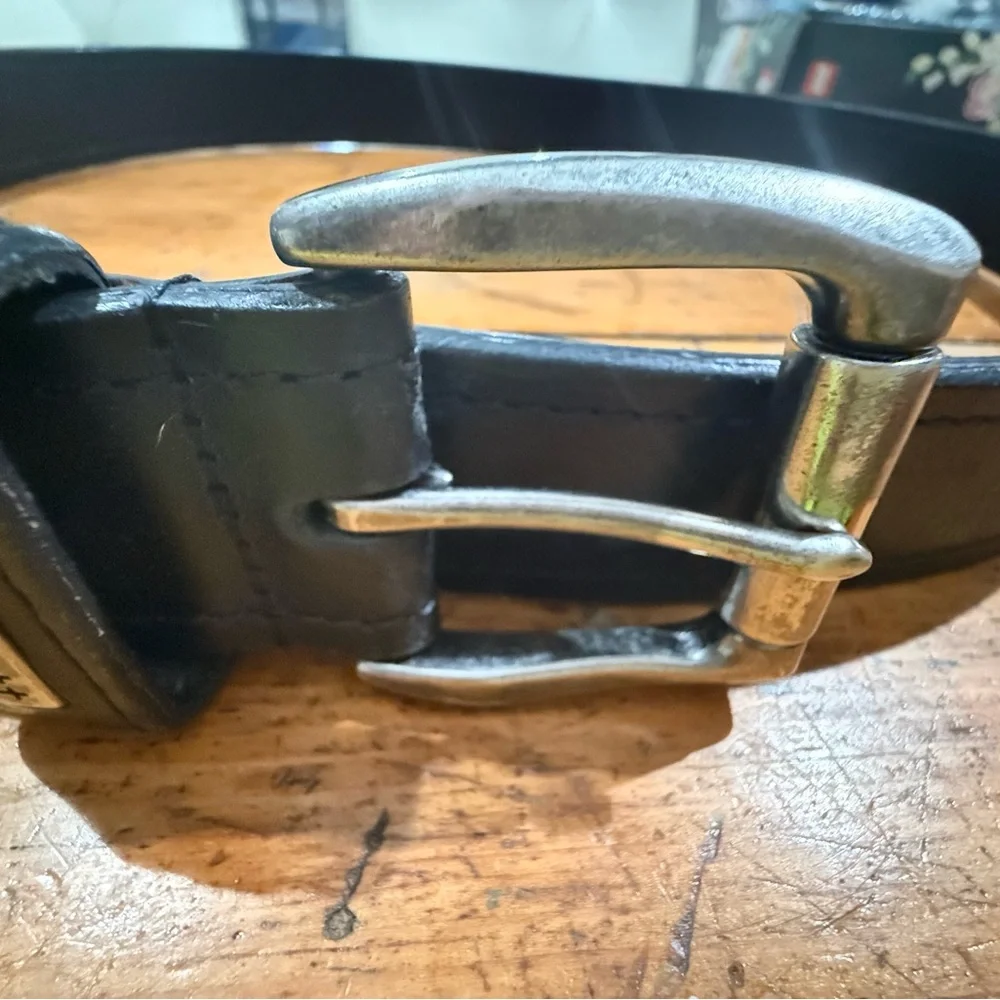 Carhartt Men’s Black Leather Belt Silver Buckle